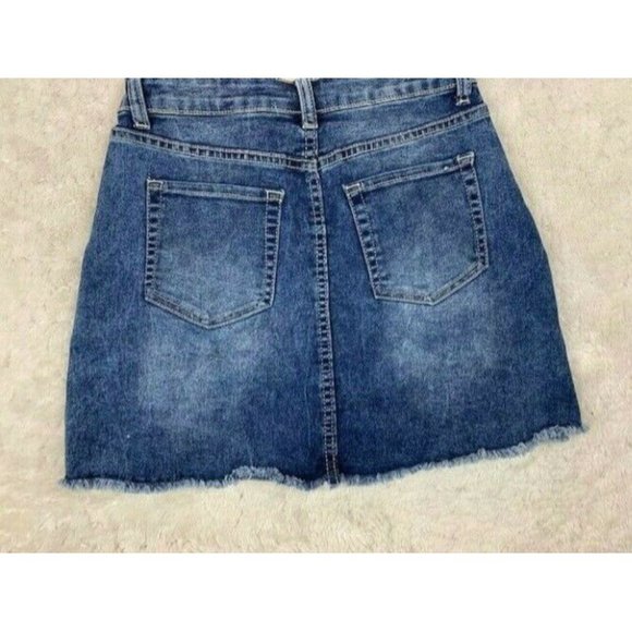 No Boundaries Size 3 Womens Skirt Denim Medium Wash Short Stretch Mid Ri… - Picture 3 of 3
